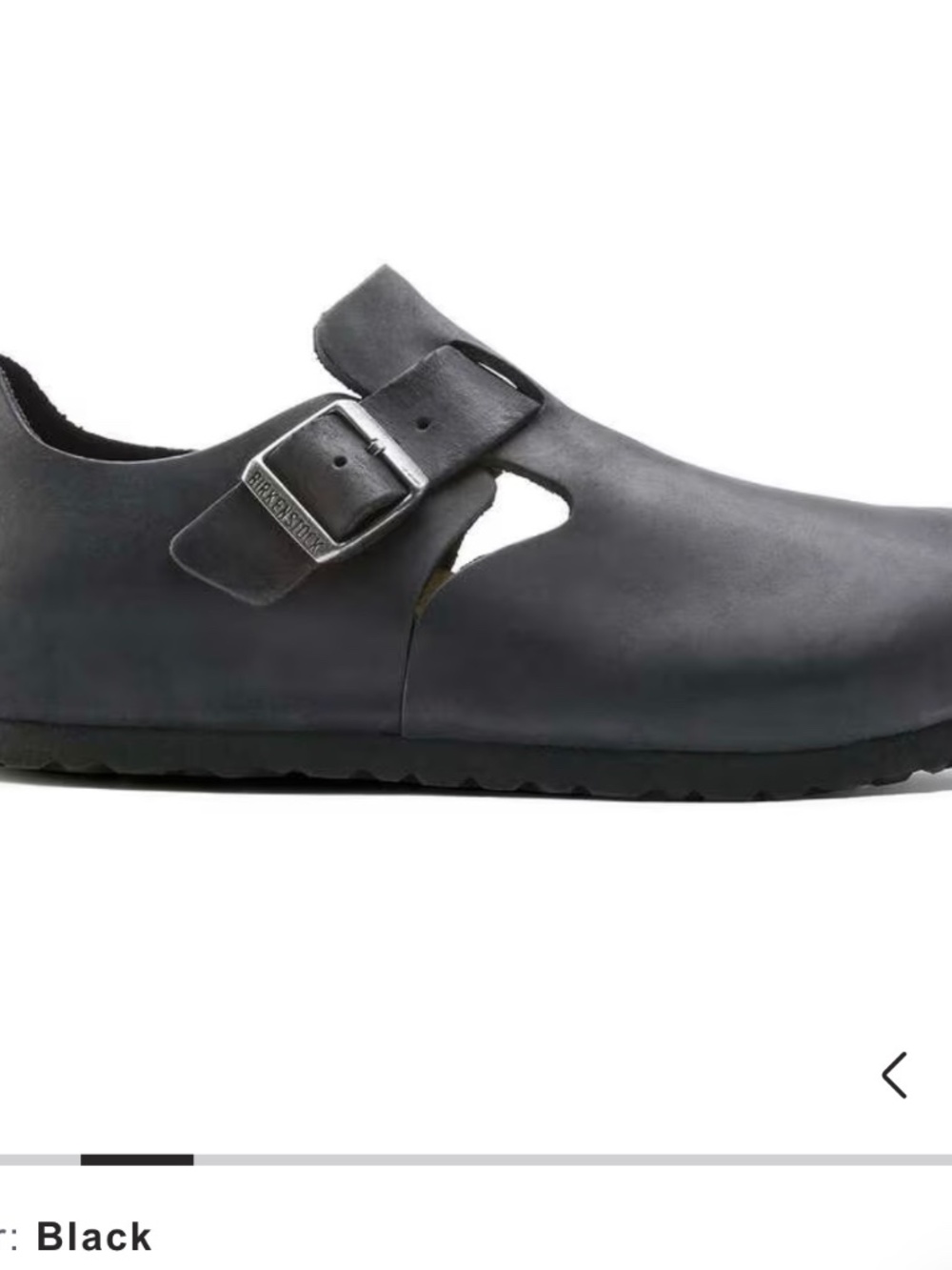 Birkenstock London Black Leather Clog Buckle Cork Insole US 10